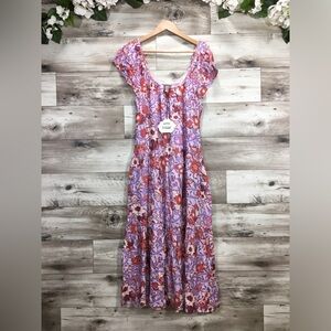 Knox rose women's size S rayon scoop neck paisley floral midi boho prairie dress